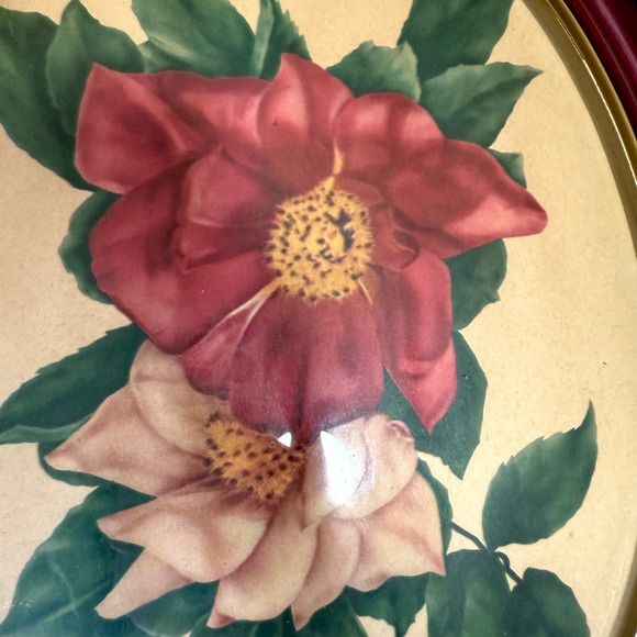 1950s Vintage Oval Floral Prints Signed Eula, Cottagecore Wall Art Set - Picture 4 of 8